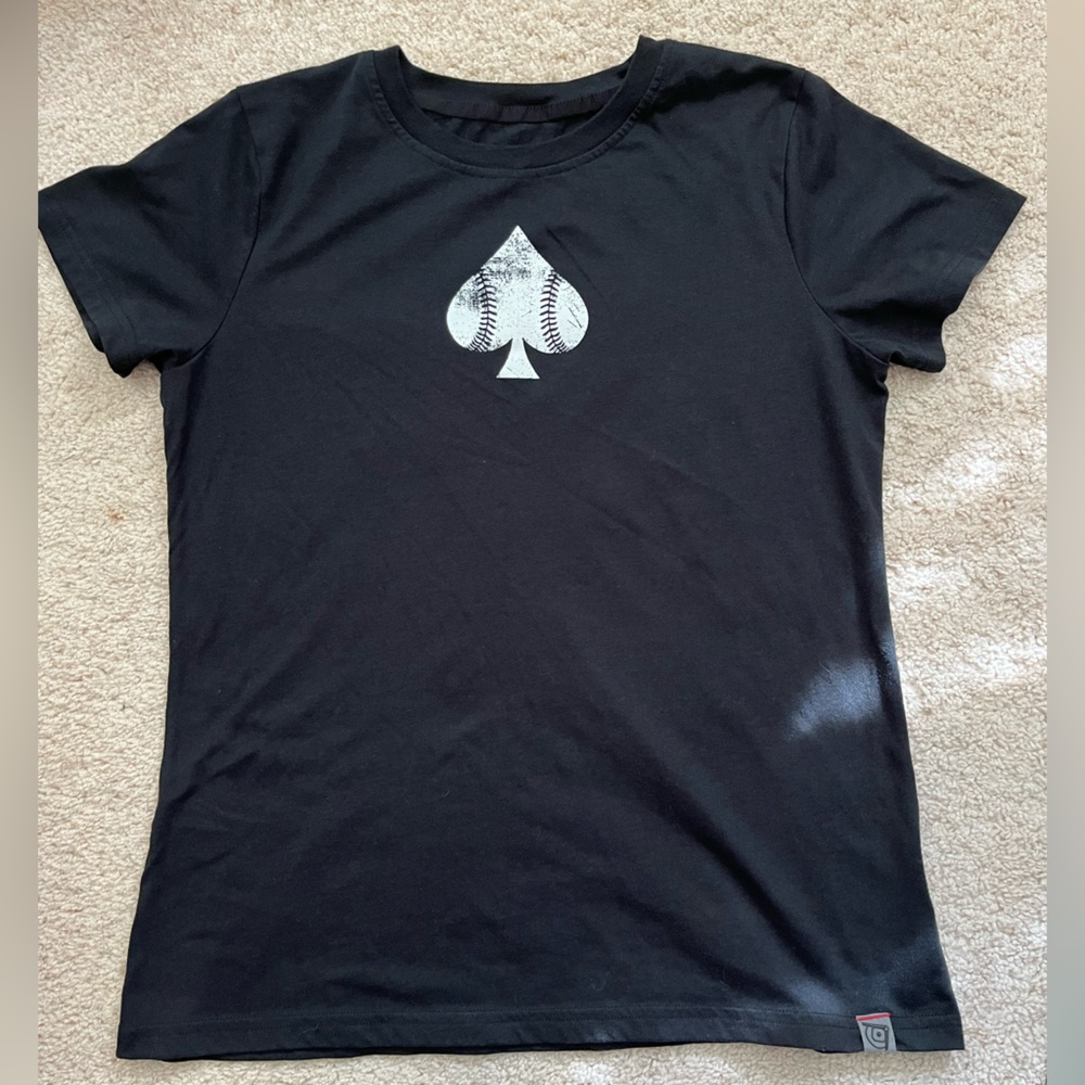 “Ace of Spades” Baseball Softball Ladies Black Tee Top M